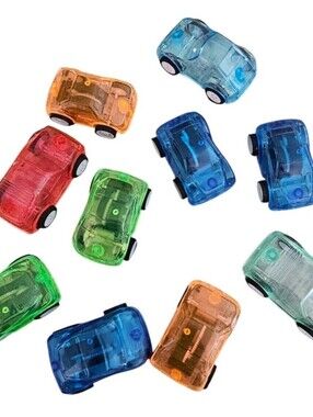 Lot of 10 Greenbrier Industries Plastic Pull Back Cars Colorful